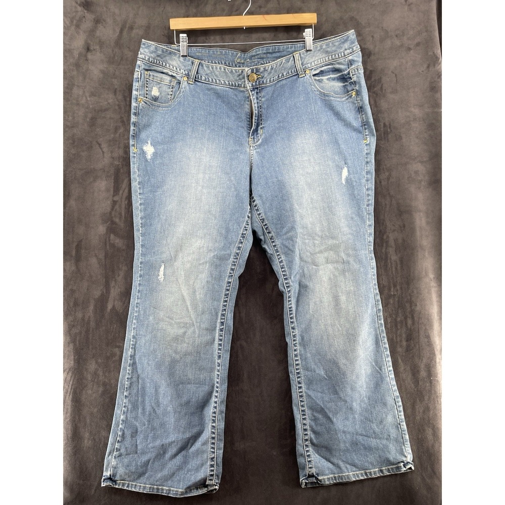 Lane Bryant Women's Size 24 Bootcut Stretch Jeans Light Wash Distressed